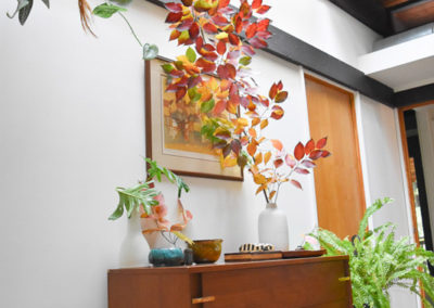 a dresser and hanging plant in a guest and craft room designed by Brand*Eye Home